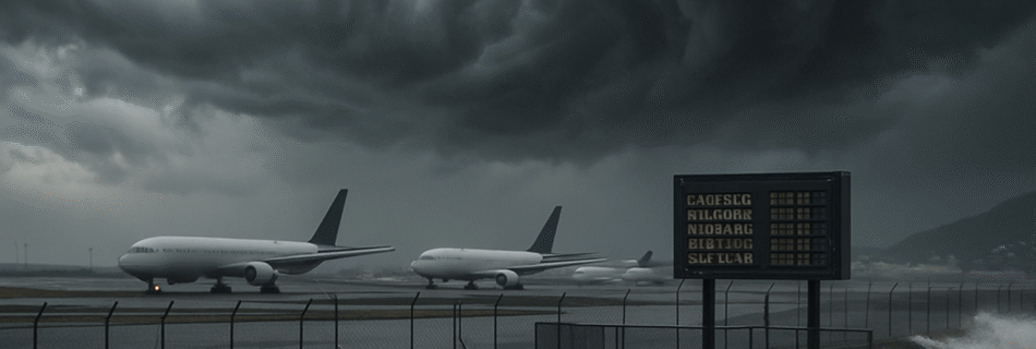 l'ouragan erin provoque la suspension des vols à saint-martin et saint-barthélemy. découvrez les impacts sur le trafic aérien et les mesures prises face à cette tempête tropicale.