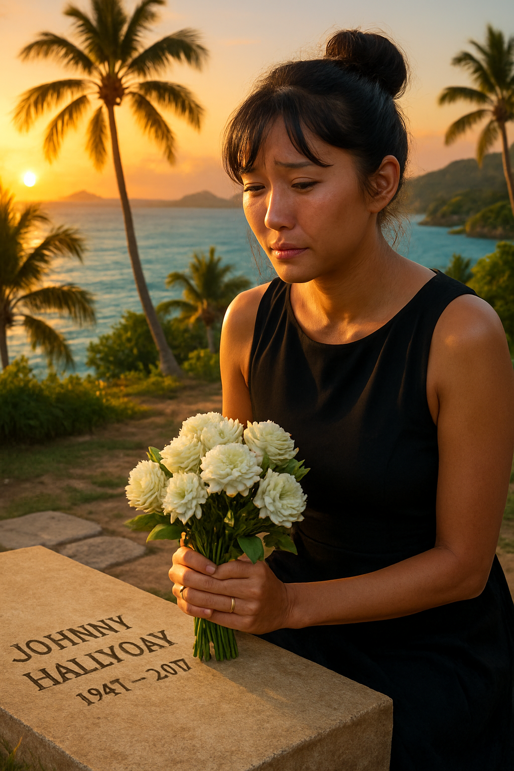 avant de quitter saint-barthélemy, joy hallyday s'est recueillie avec émotion près du lieu de repos de johnny hallyday, rendant un dernier hommage touchant à son père.
