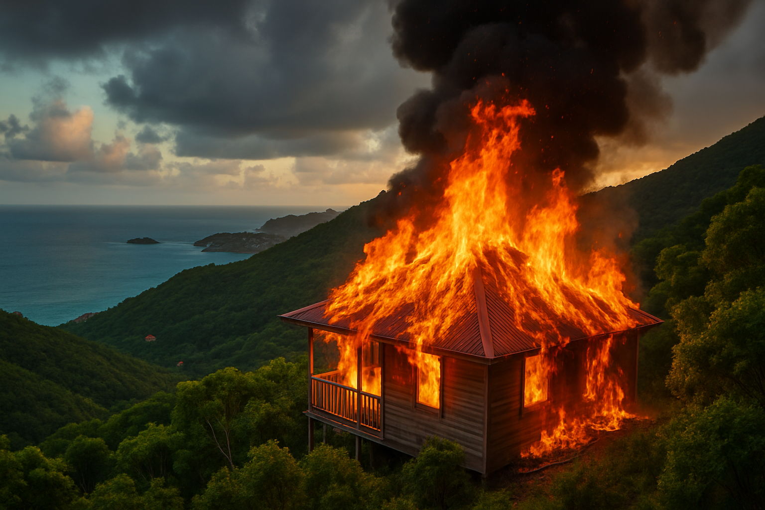 un violent incendie a détruit une maison située sur les hauteurs de vitet à saint-barthélemy, mobilisant d'importants moyens pour maîtriser les flammes et sécuriser le secteur.