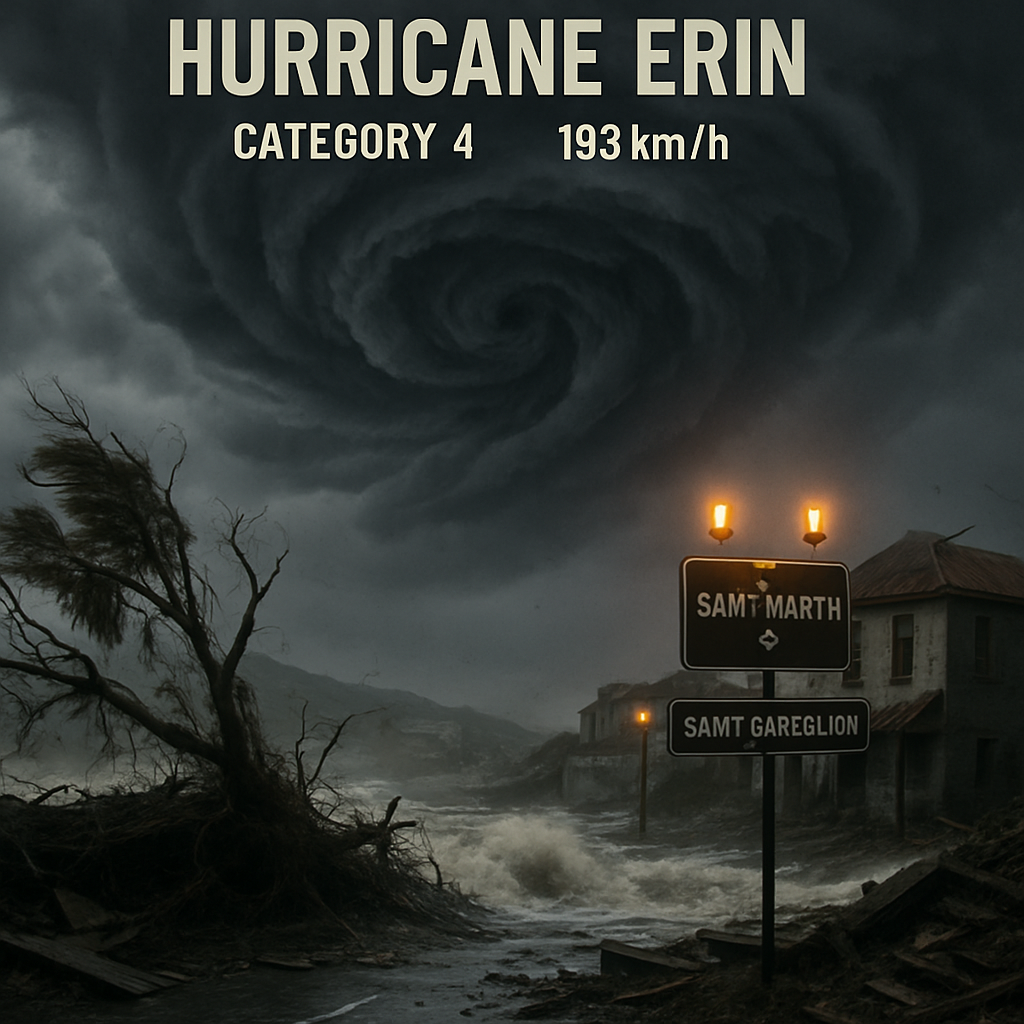 l'ouragan erin, classé en catégorie 4 avec des vents atteignant 193 km/h, menace saint-martin et saint-barthélemy, placées en état d'alerte face à cette tempête dévastatrice.